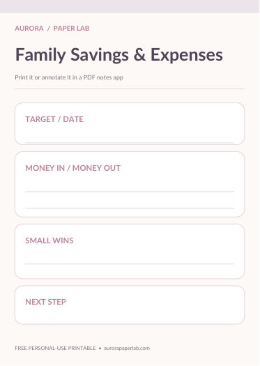 Preview of Family Savings & Expenses