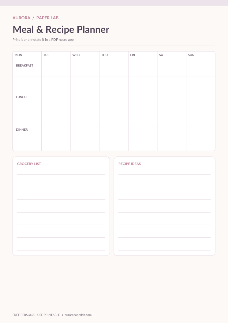 Preview of Meal & Recipe Planner