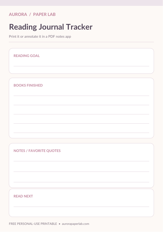Preview of Reading Journal Tracker