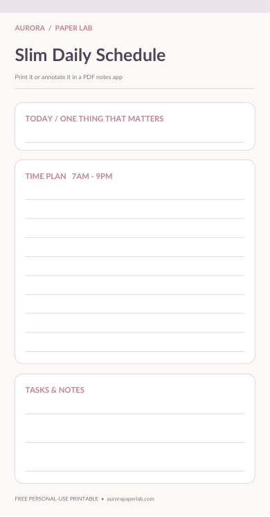 Preview of Slim Daily Schedule