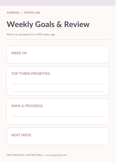 Preview of Weekly Goals & Review